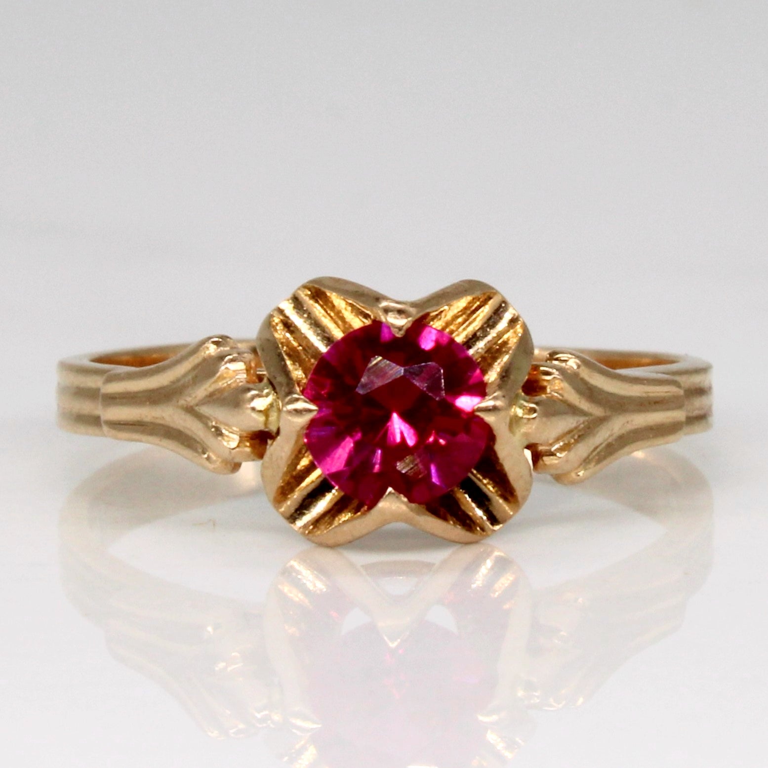 1978 Soviet Hallmarked Azerbaijani Synthetic Ruby High Set Ring | 0.53ct | SZ 6.5 |