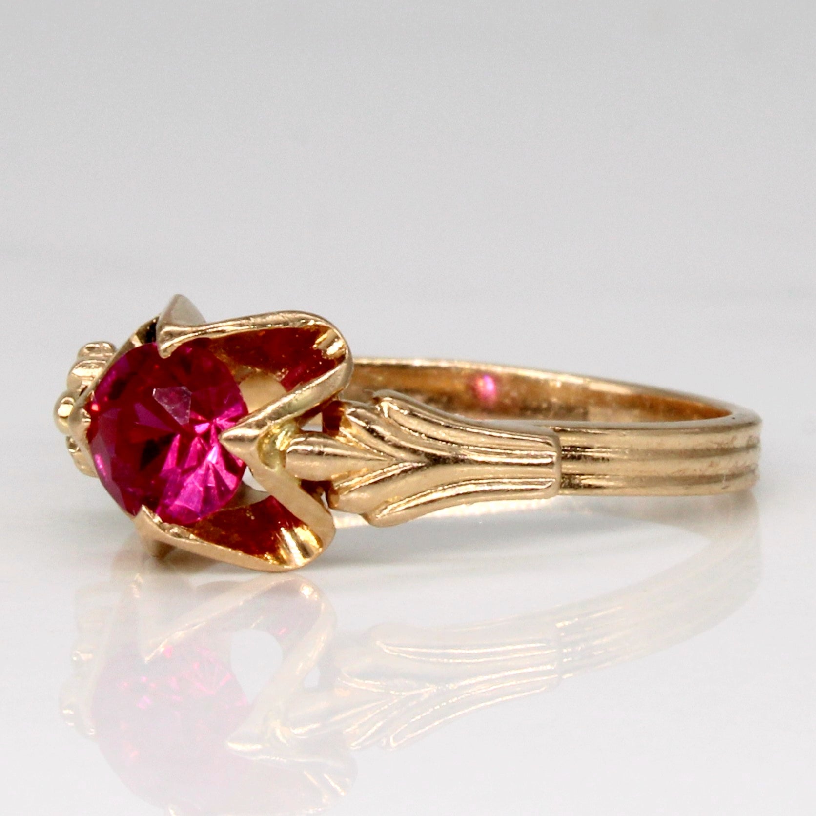1978 Soviet Hallmarked Azerbaijani Synthetic Ruby High Set Ring | 0.53ct | SZ 6.5 |