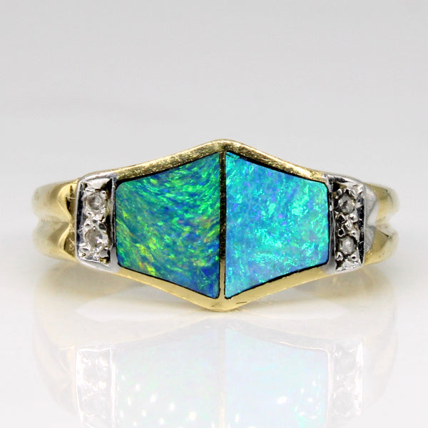 Opal Inlay & Diamond Ring | 0.25ctw, 0.02ctw | SZ 7.5 |