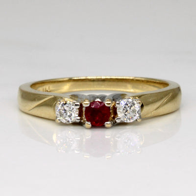 Diamond & Synthetic Ruby Ring | 0.13ctw, 0.09ct | SZ 6.75 |