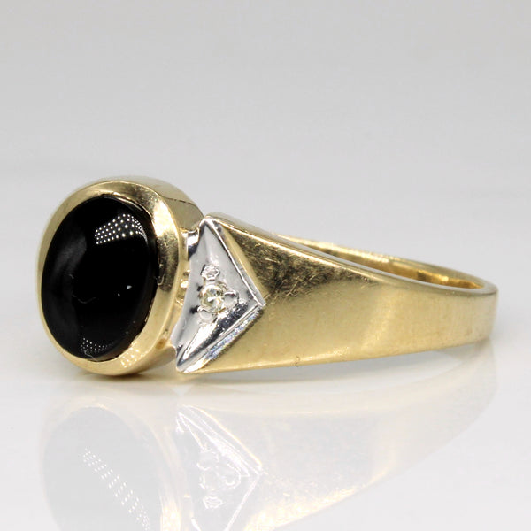 Bezel Set Onyx & Diamond Ring | 0.62ct, 0.01ct | SZ 10.25 |
