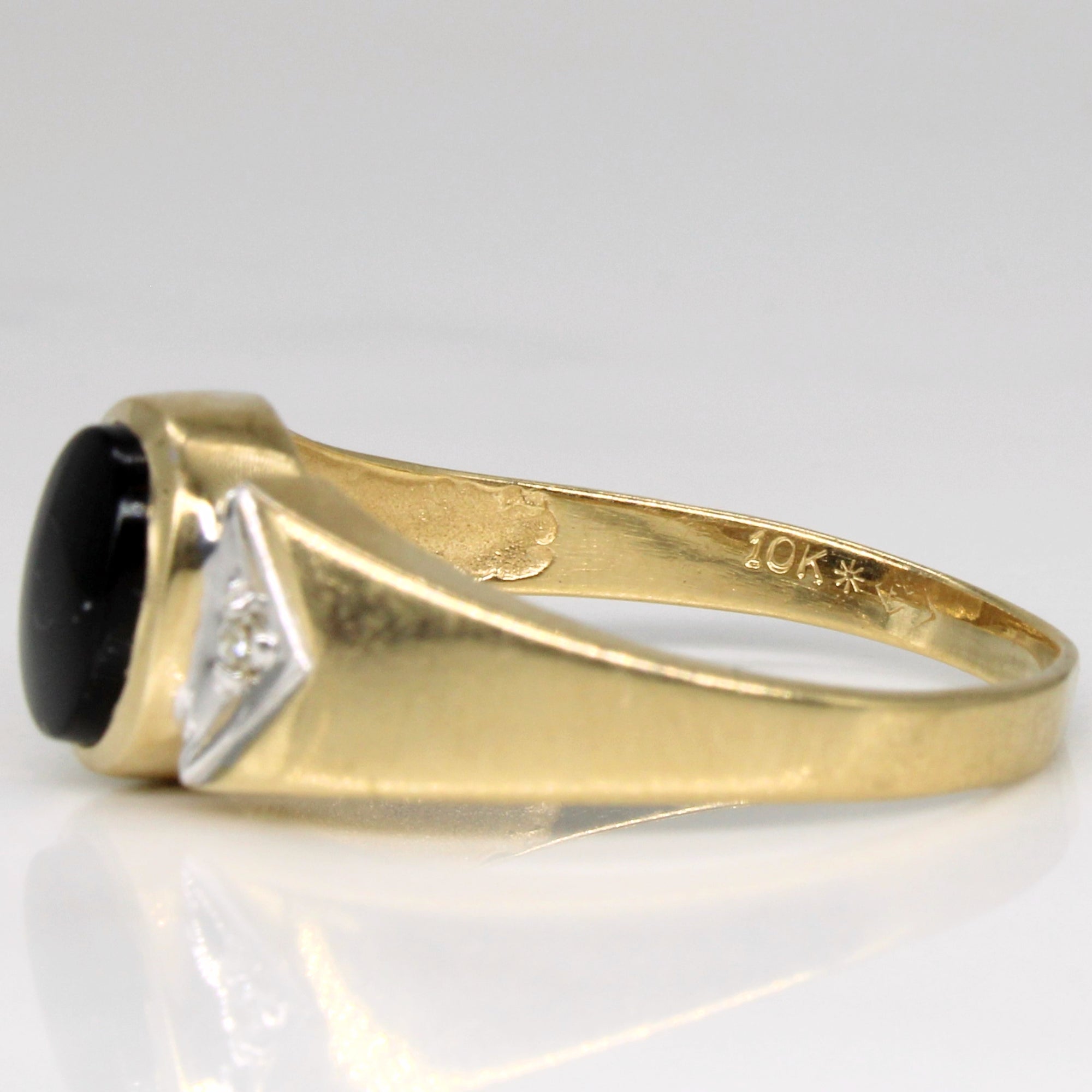 Bezel Set Onyx & Diamond Ring | 0.62ct, 0.01ct | SZ 10.25 |