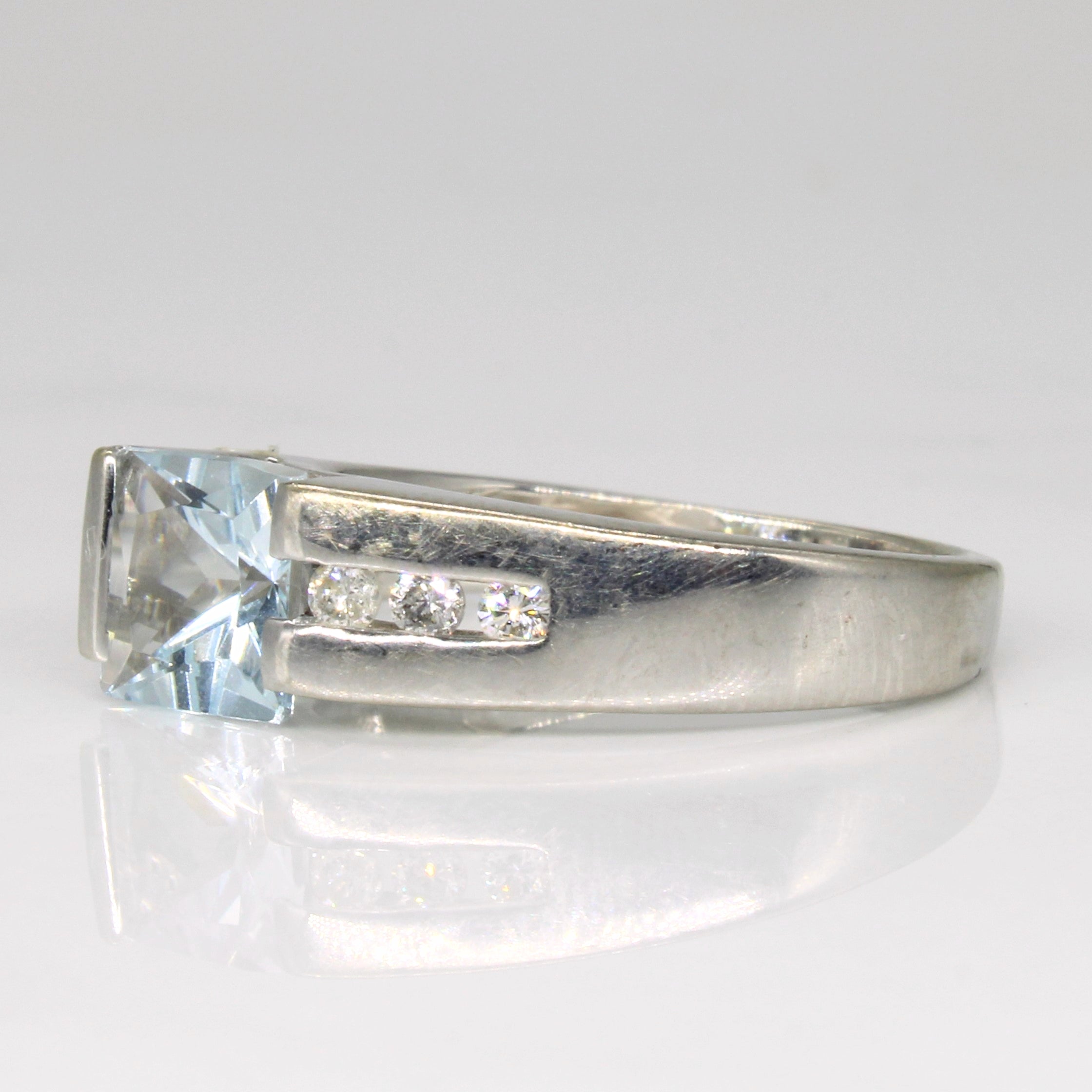 Aquamarine & Diamond Bar Ring | 1.40ct, 0.09ctw | SZ 7.25 |