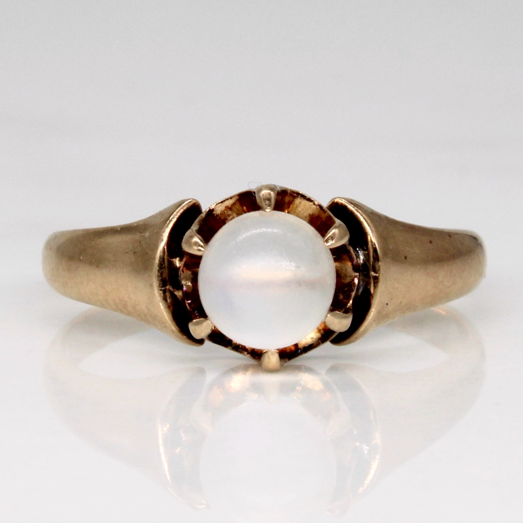 Edwardian Belcher Set Moonstone Sceptre Ring | 1.20ct | SZ 6.75 |