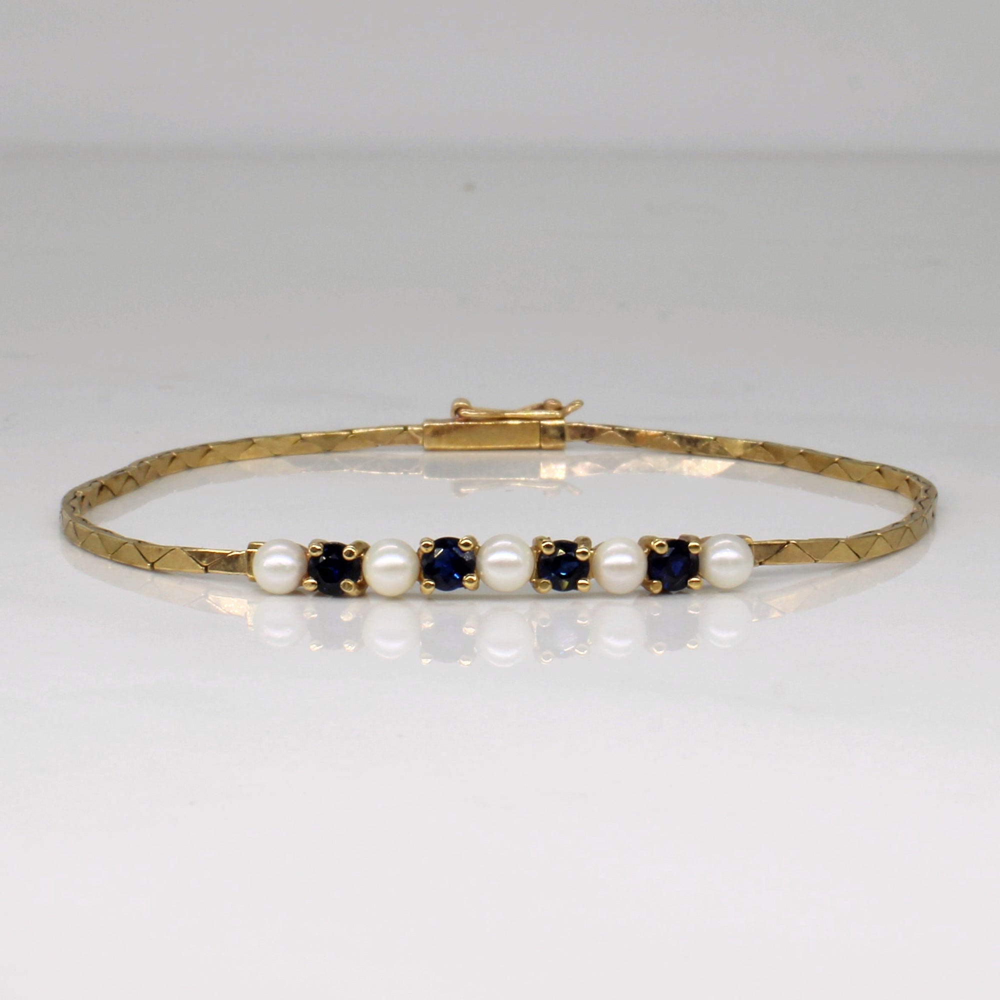 Sapphire & Pearl S Link Bracelet | 0.40ctw | 7