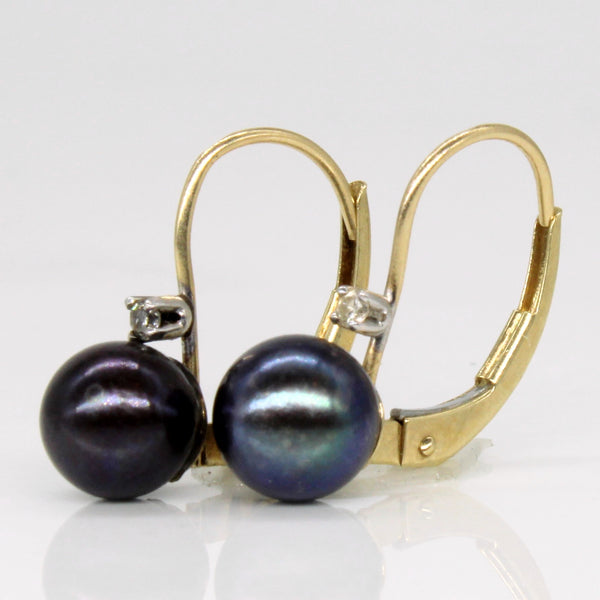 Black Pearl & Diamond Earrings | 0.02ctw |