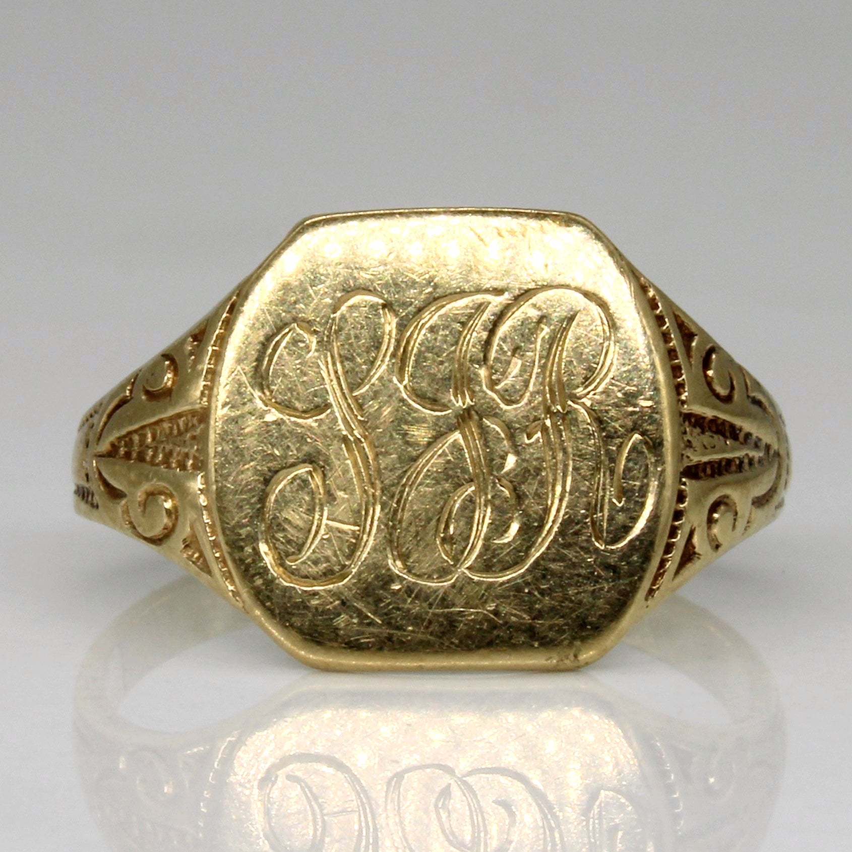 Yellow Gold 'I.J.R.' Initial Ring | SZ 5.25 |