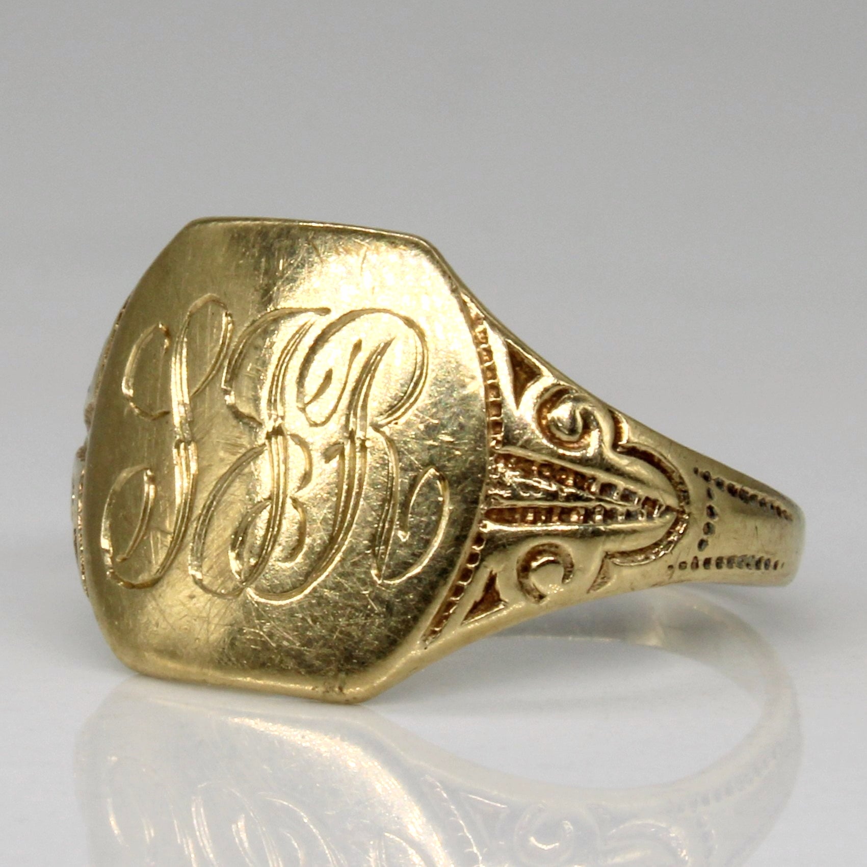 Yellow Gold 'I.J.R.' Initial Ring | SZ 5.25 |