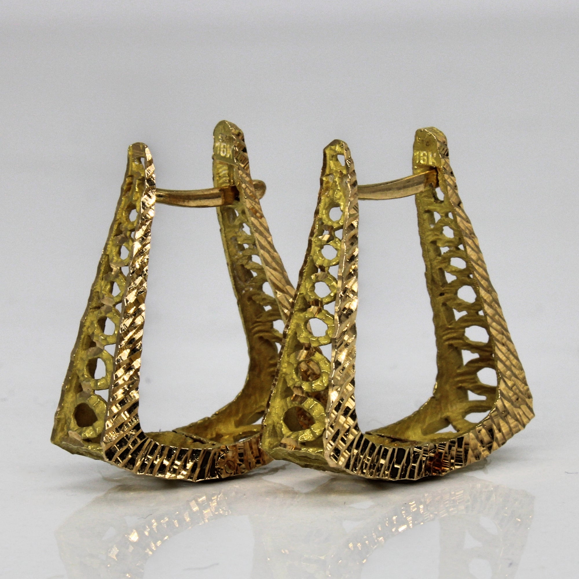 Textured Triangular Hoop Earrings |