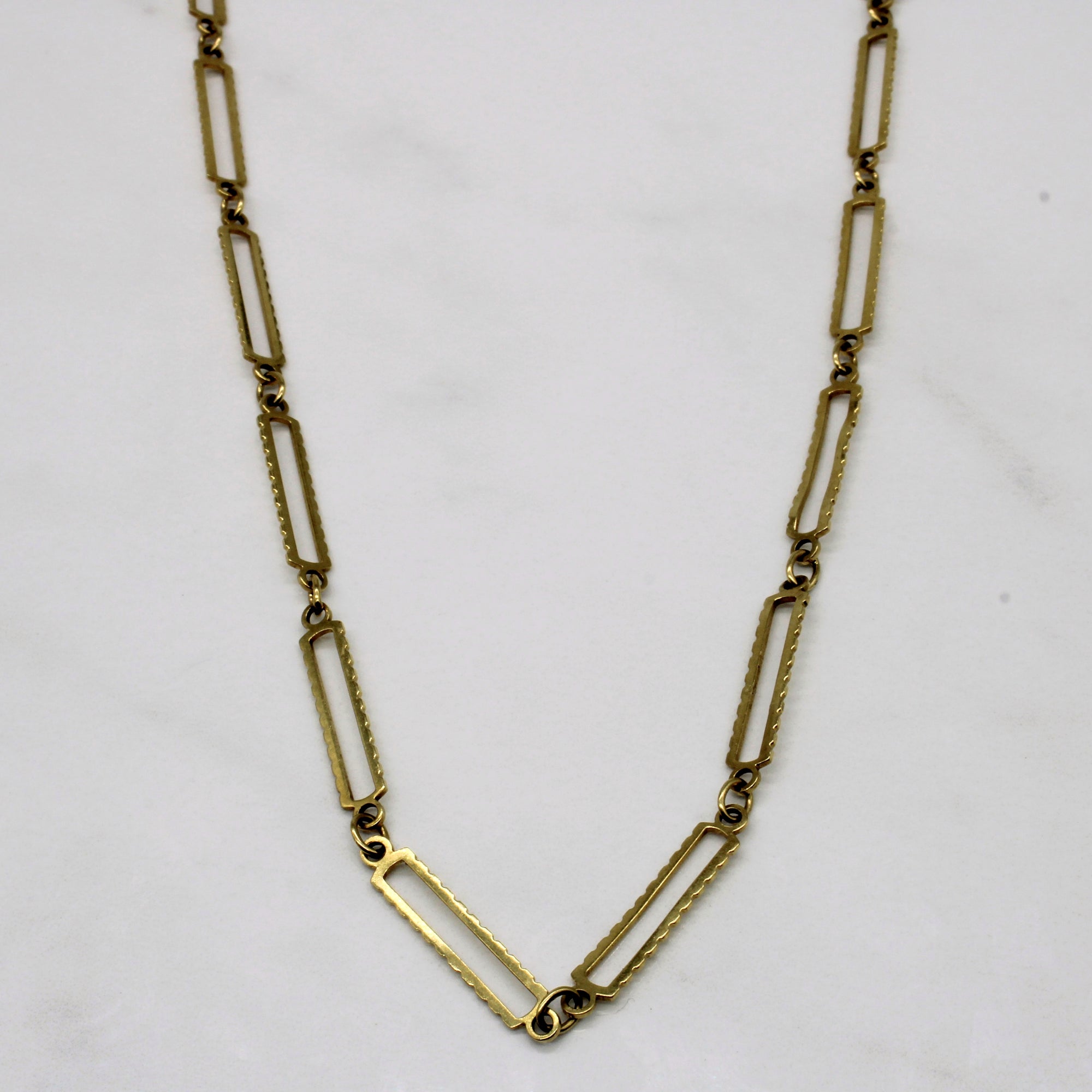 18k Yellow Gold Scalloped Paper Clip Chain | 36