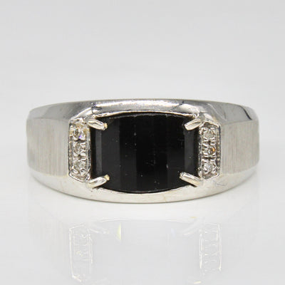 Onyx & Diamond Brushed Finish Ring | 2.00ct, 0.03ctw | SZ 12.25 |