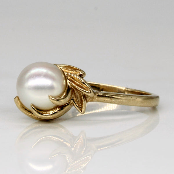 Floral Pearl Bypass Ring | SZ 6.25 |
