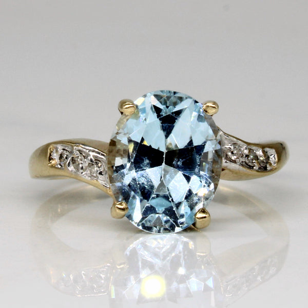 Blue Topaz & Diamond Bypass Ring | 5.45ct, 0.06ctw | SZ 8.25 |