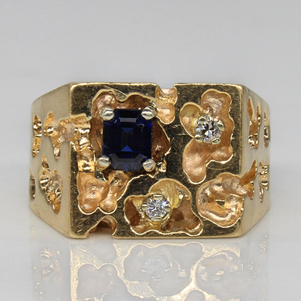 Sapphire & Diamond Abstract Ring | 0.65ct, 0.05ctw | SZ 9.5 |