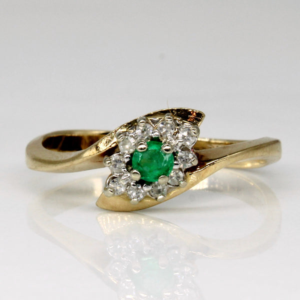 Diamond & Emerald Bypass Ring | 0.10ctw, 0.08ct | SZ 6.75 |