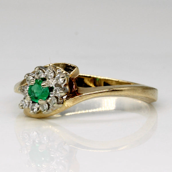 Diamond & Emerald Bypass Ring | 0.10ctw, 0.08ct | SZ 6.75 |