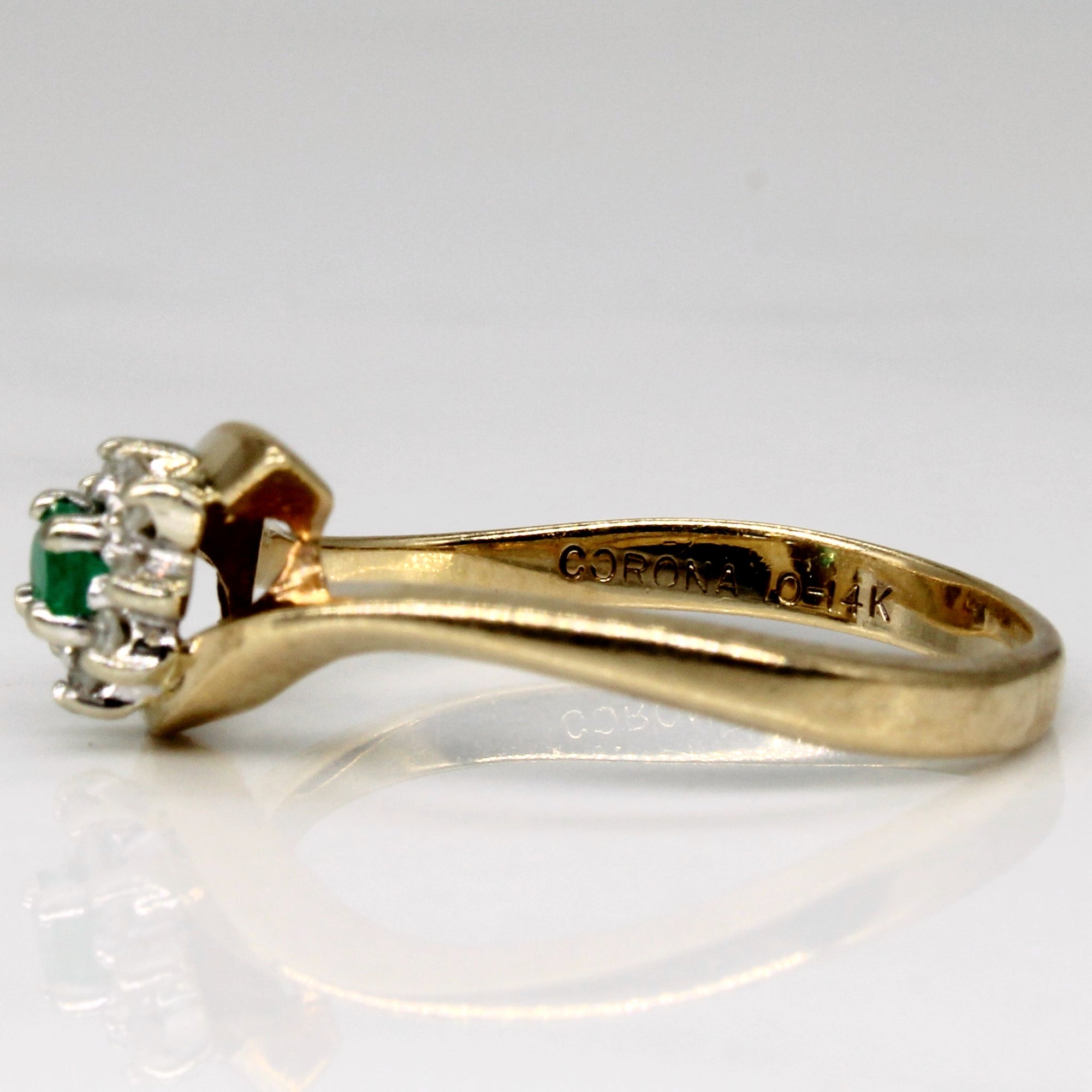 Diamond & Emerald Bypass Ring | 0.10ctw, 0.08ct | SZ 6.75 |