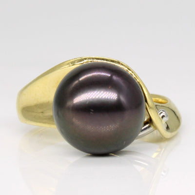 Mixed Metal Black Tahitian Pearl Bypass Ring | SZ 7 |
