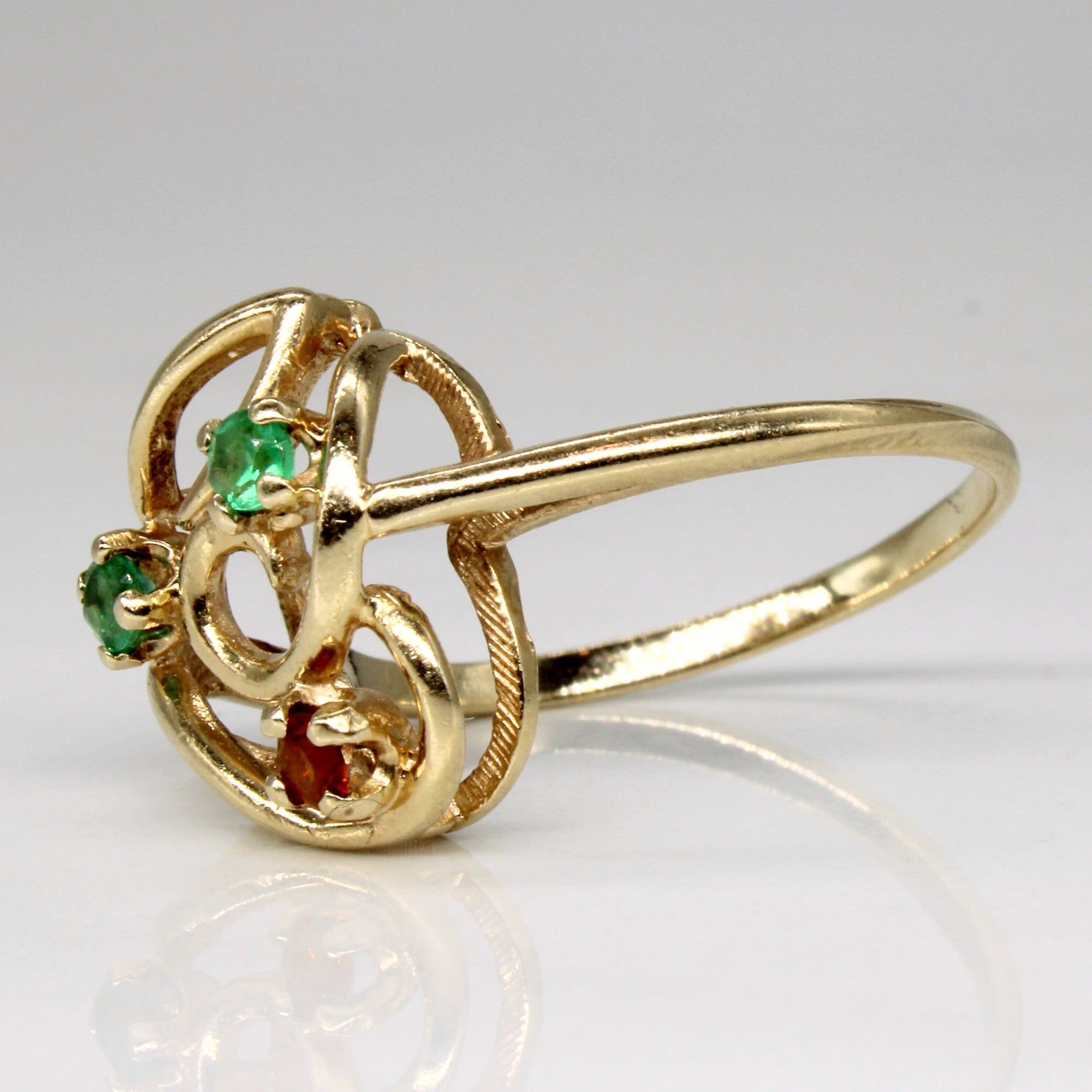 Swirling Emerald & Citrine Ring | 0.12ctw, 0.06ct | SZ 8 |