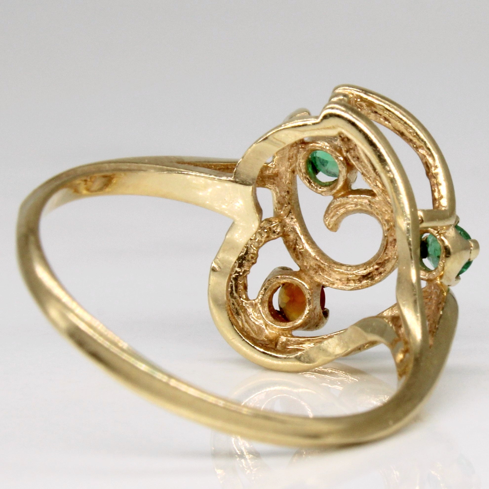 Swirling Emerald & Citrine Ring | 0.12ctw, 0.06ct | SZ 8 |