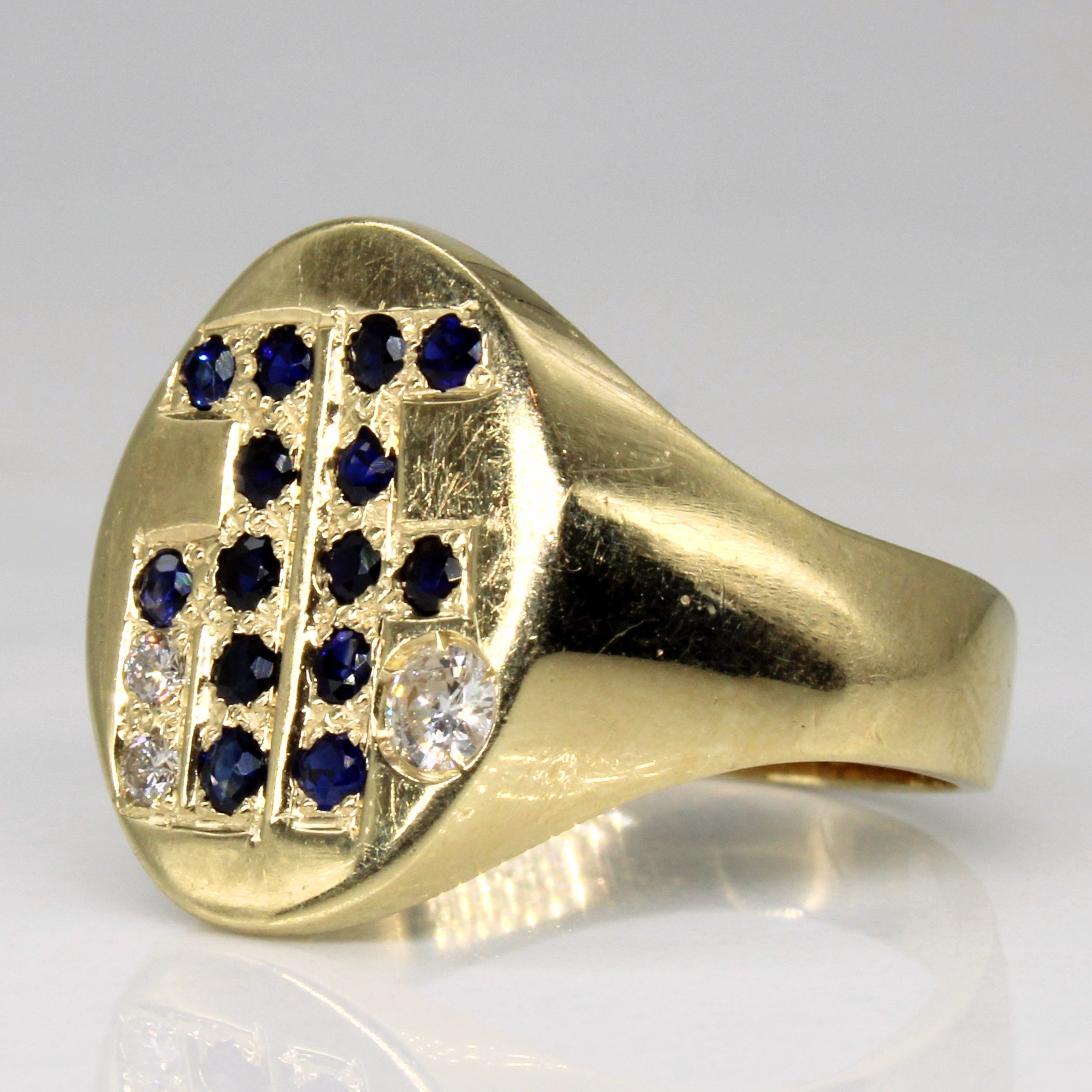 Sapphire Set Signet Ring | 0.35ctw, 0.14ctw | SZ 9.25 |