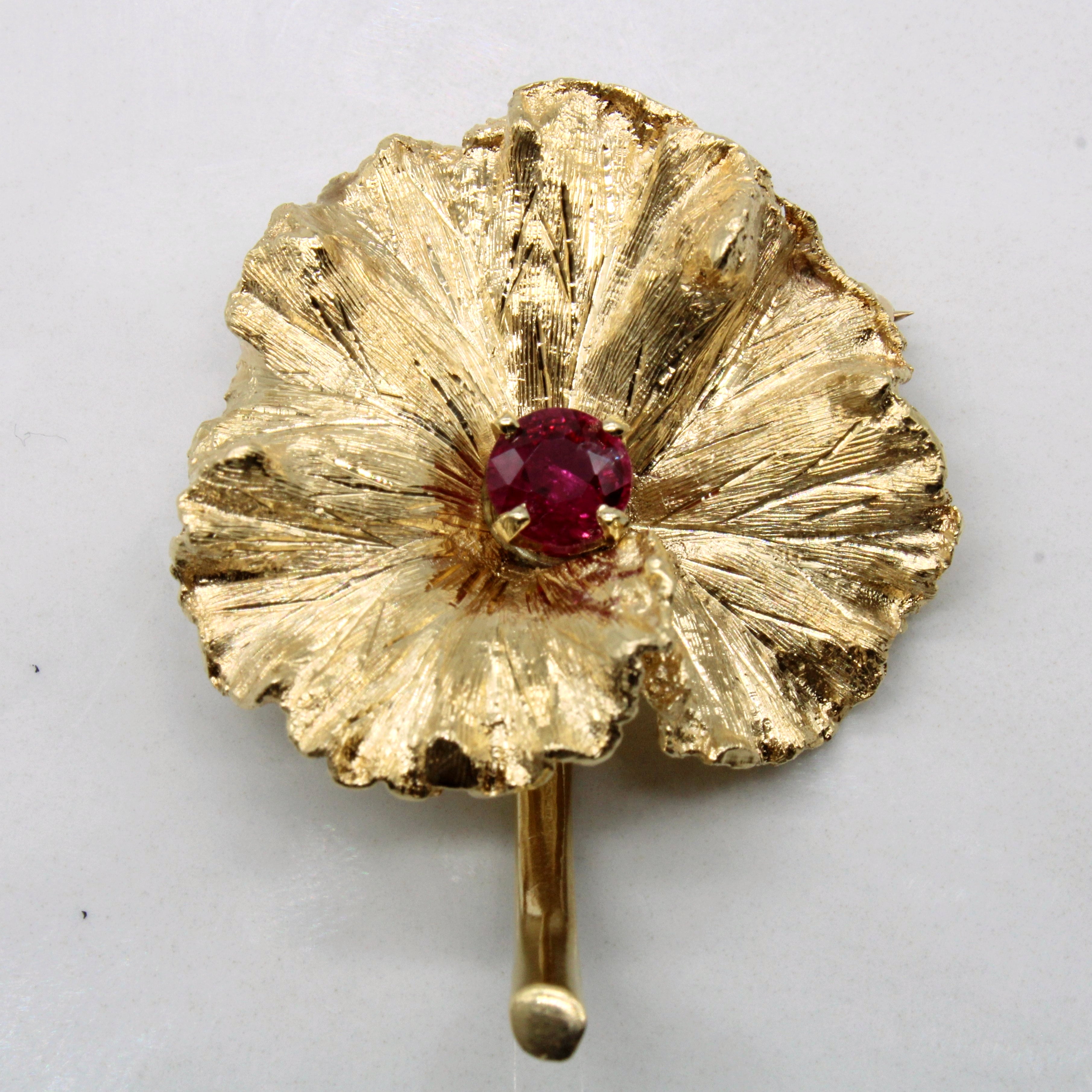 Synthetic Ruby Flower Brooch | 0.50ct |