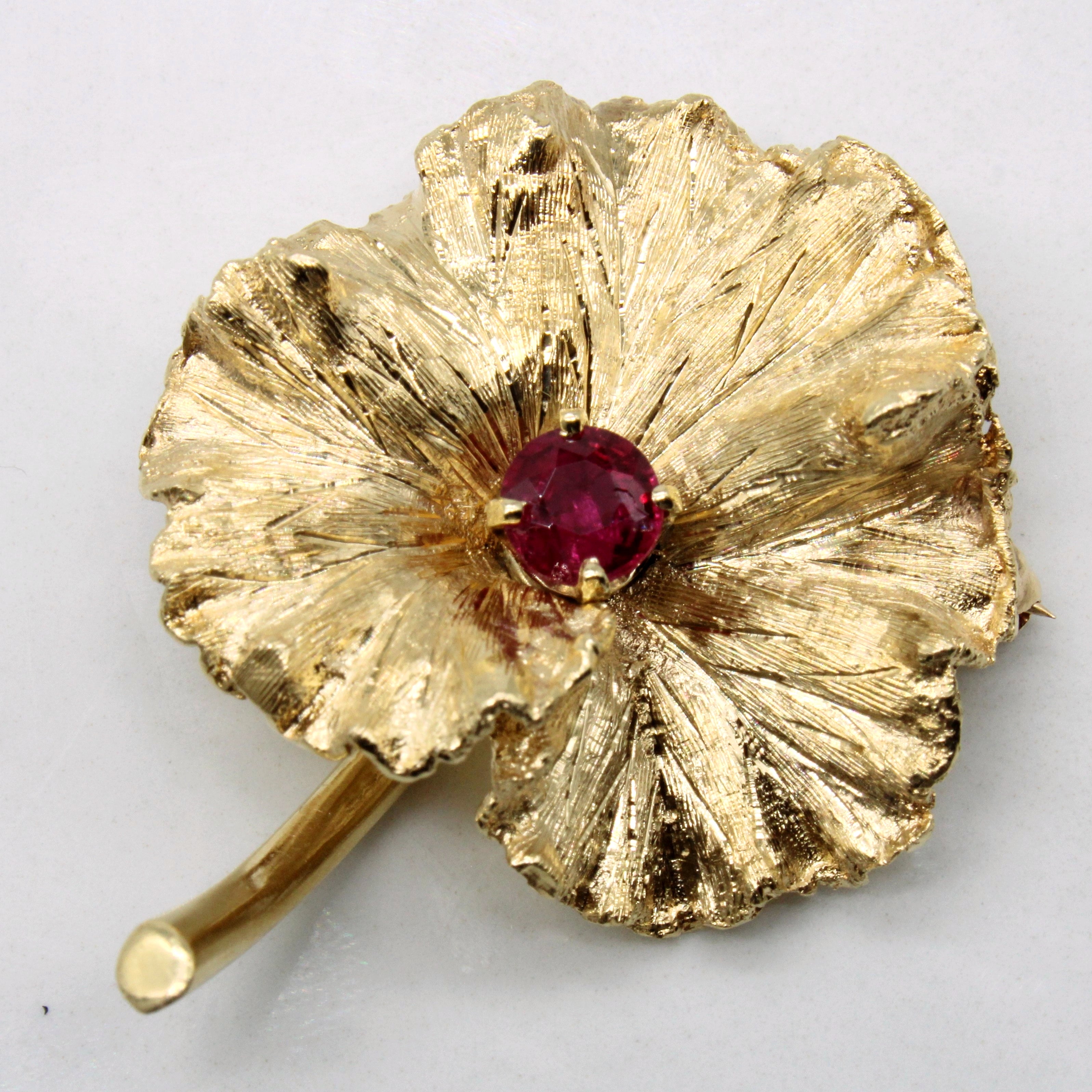 Synthetic Ruby Flower Brooch | 0.50ct |