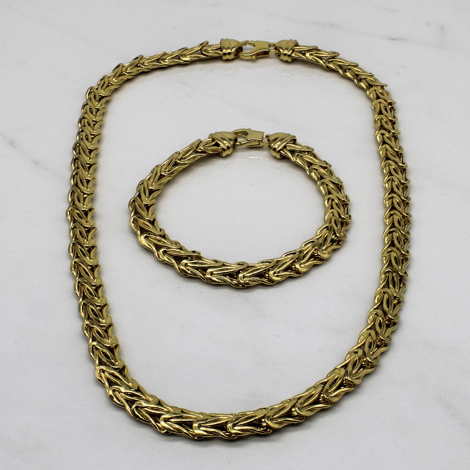 18k Yellow Gold Birdcage Chain Necklace & Bracelet |