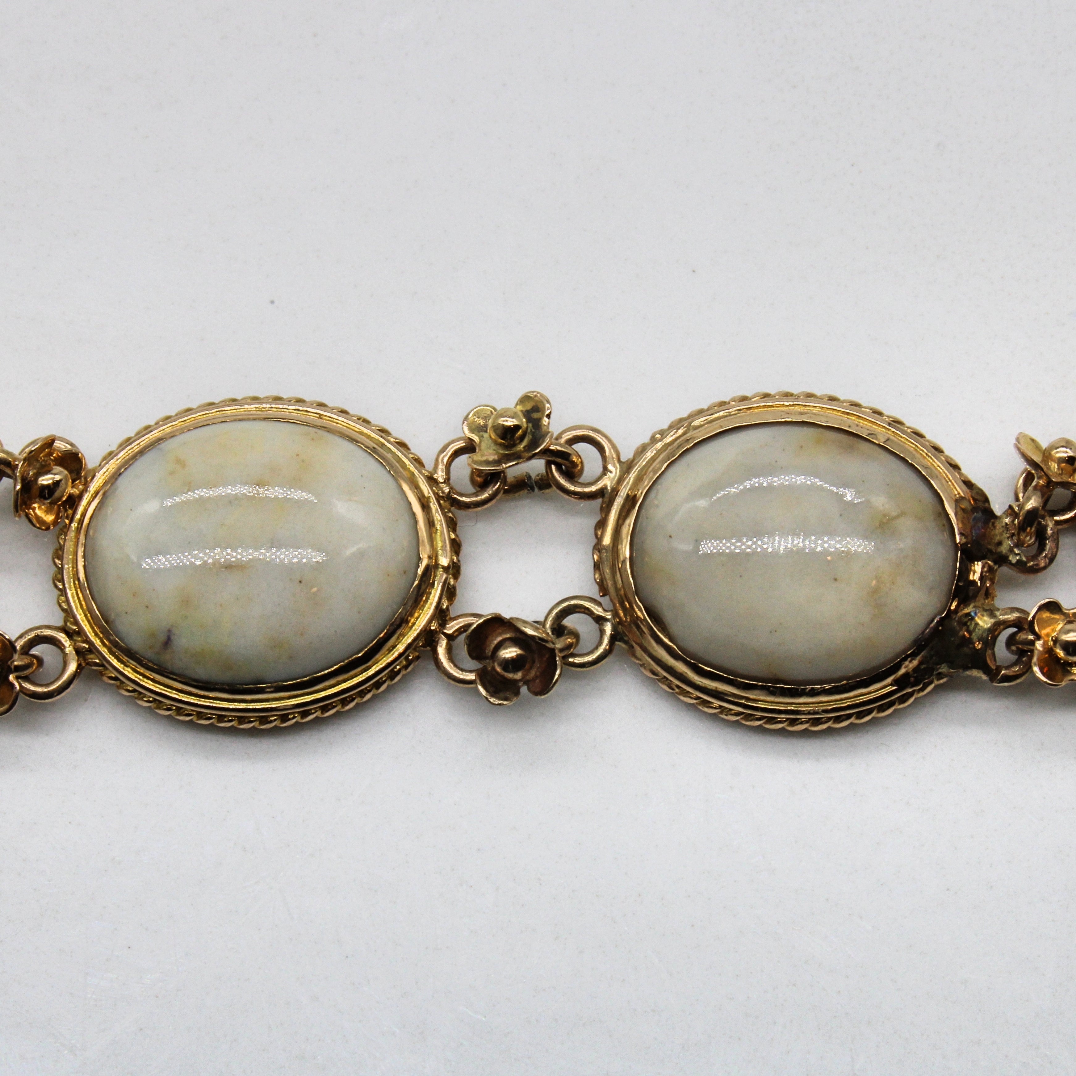 Art Deco Agate Link Bracelet | 26.00ctw | 7.5" |