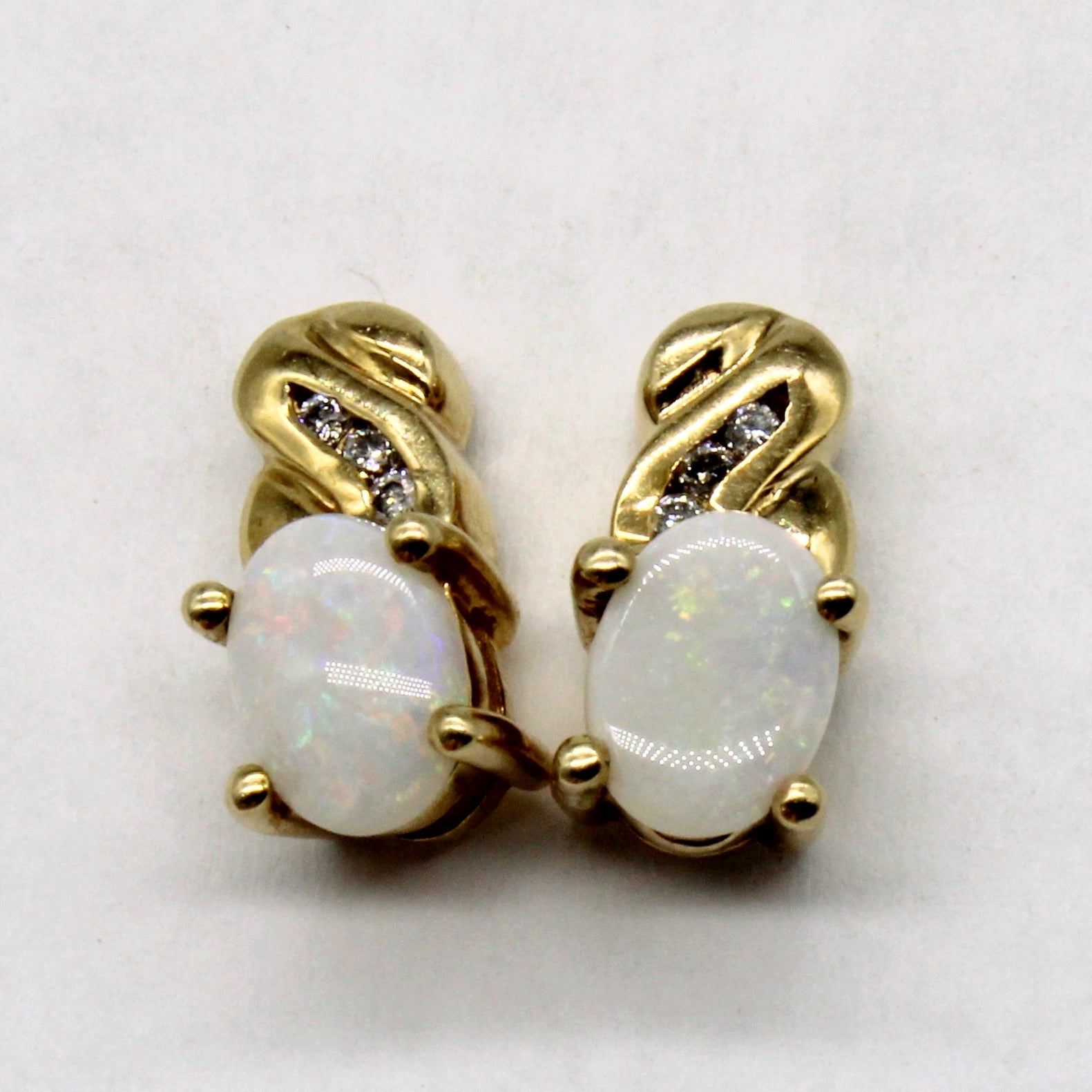 Opal & Diamond Stud Earrings | 0.80ctw, 0.03ctw |