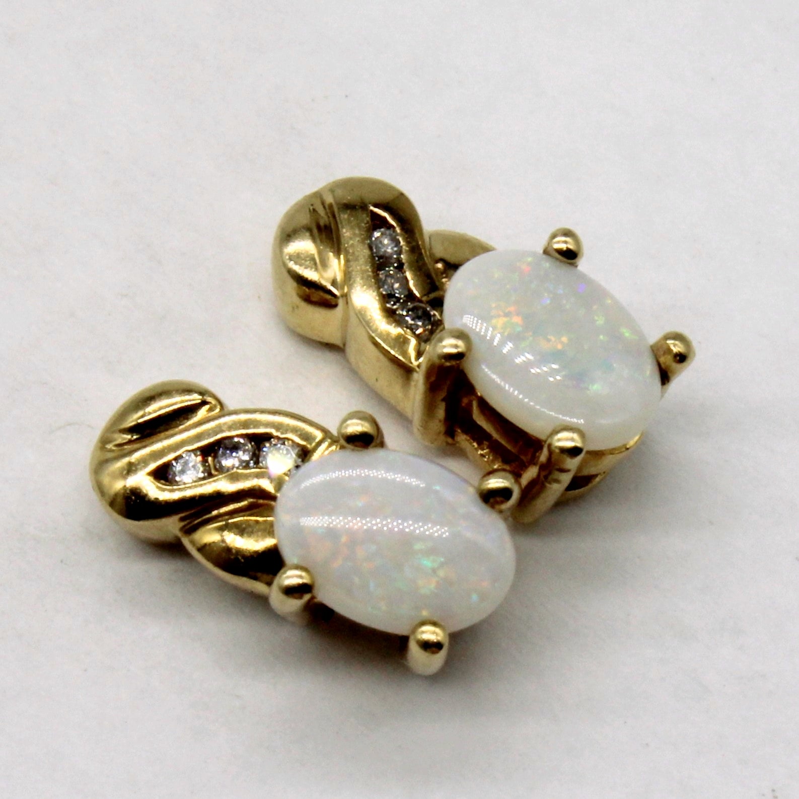 Opal & Diamond Stud Earrings | 0.80ctw, 0.03ctw |