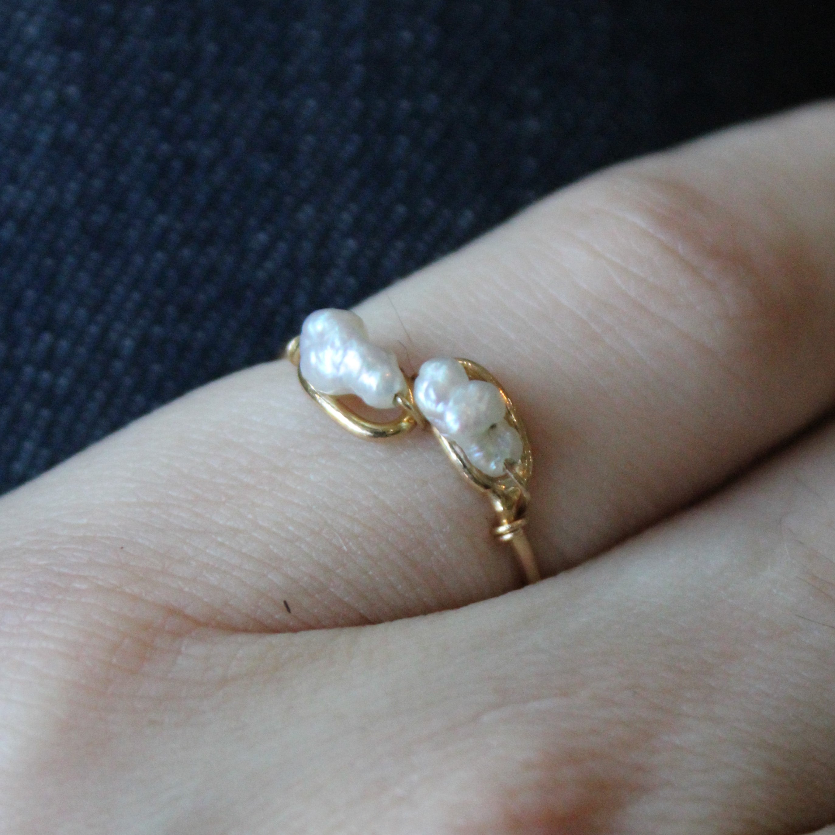 Rice Pearl Bypass Ring SZ