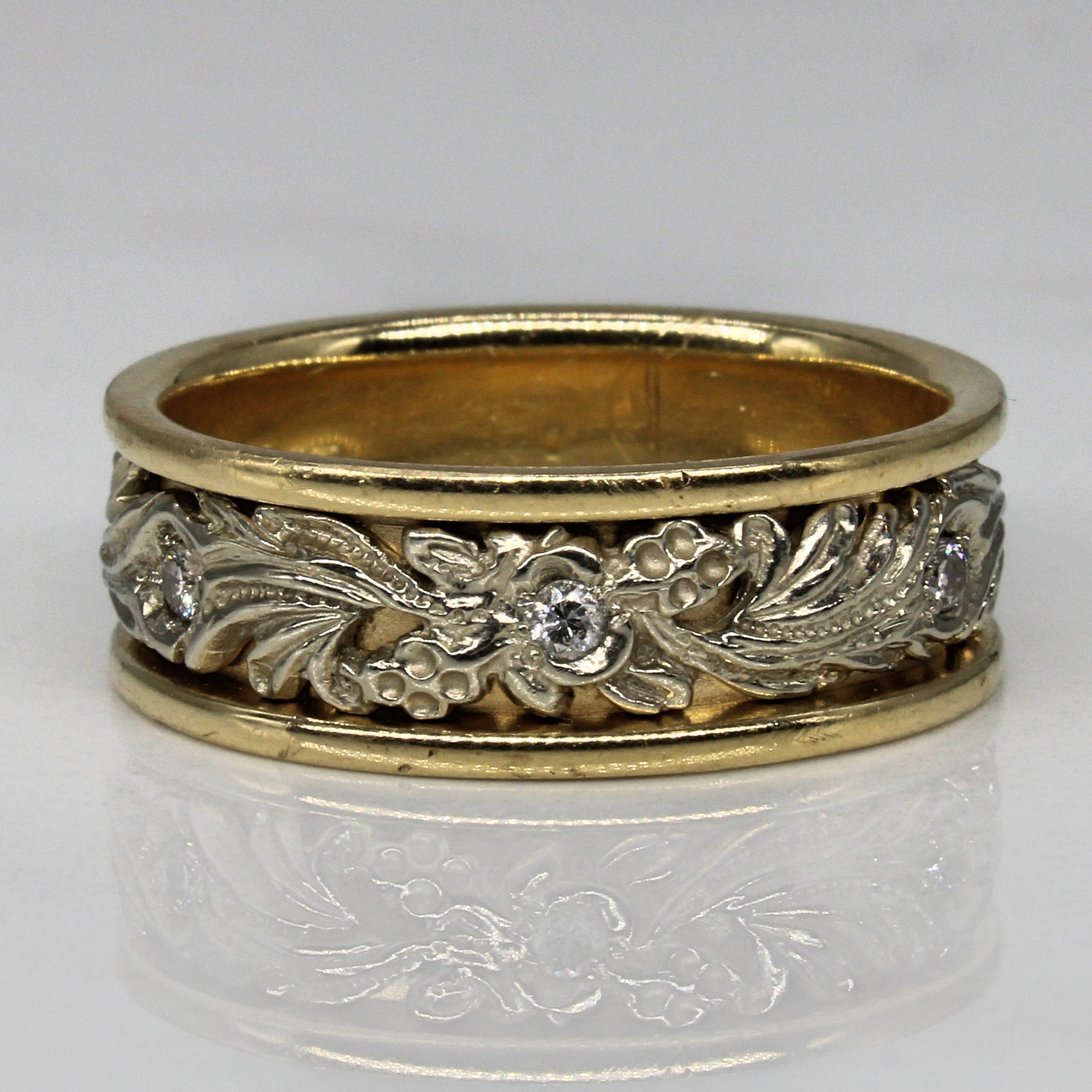 Diamond Two Tone Floral Ring | 0.15ctw | SZ 10 |