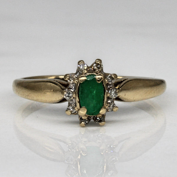 Emerald & Diamond Cocktail Ring | 0.10ct, 0.06ctw | SZ 7 |