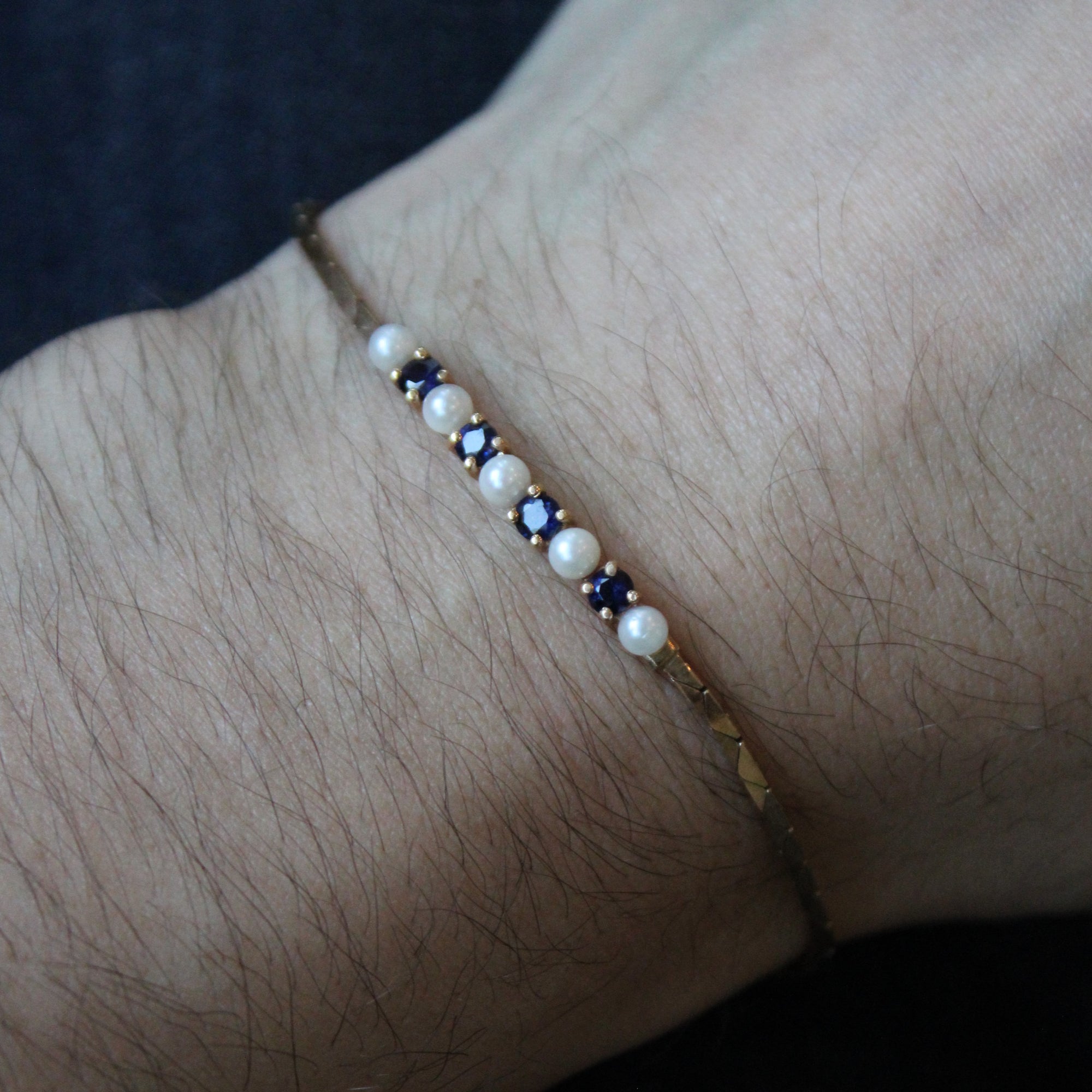 Sapphire & Pearl S Link Bracelet | 0.40ctw | 7