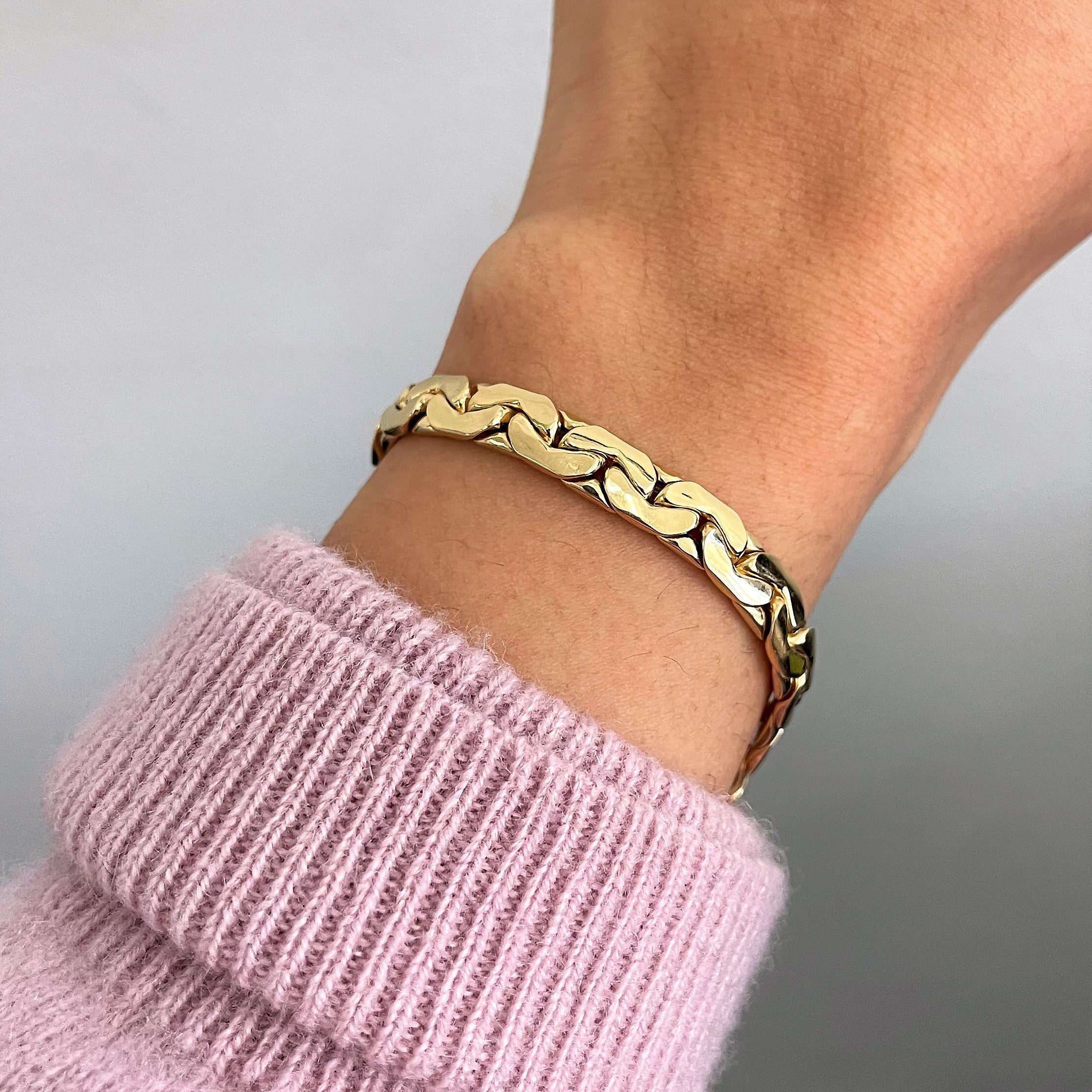 Braided Yellow Gold Chain Bracelet | 7.5" |