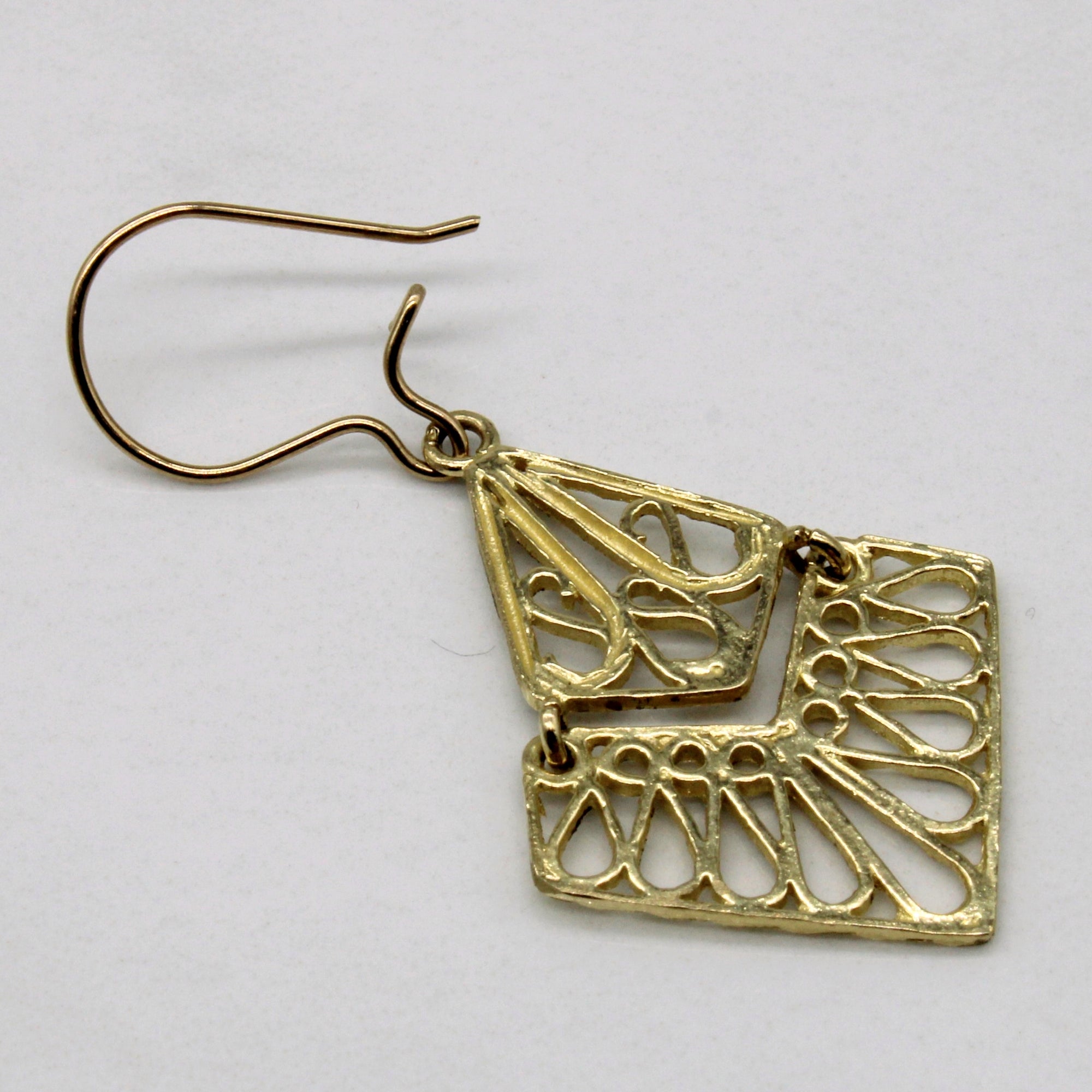 Yellow Gold Filigree Drop Earrings