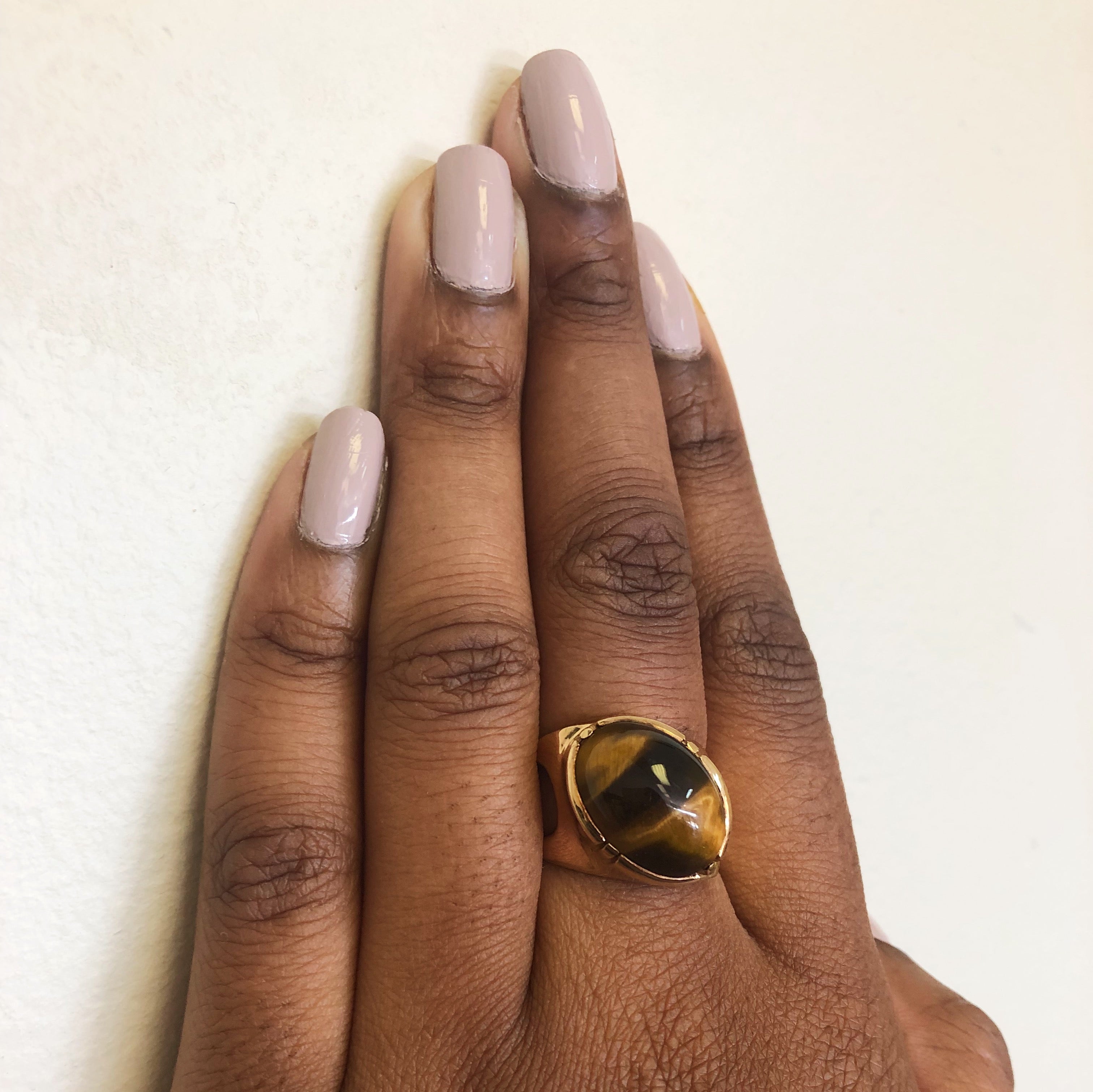Tigers Eye Slant Set Cabochon Ring | 11.22ct | SZ 10 |