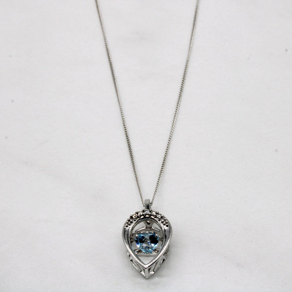 Fluttering Blue Topaz & Diamond Heart Necklace | 0.50ct, 0.04ctw | 19