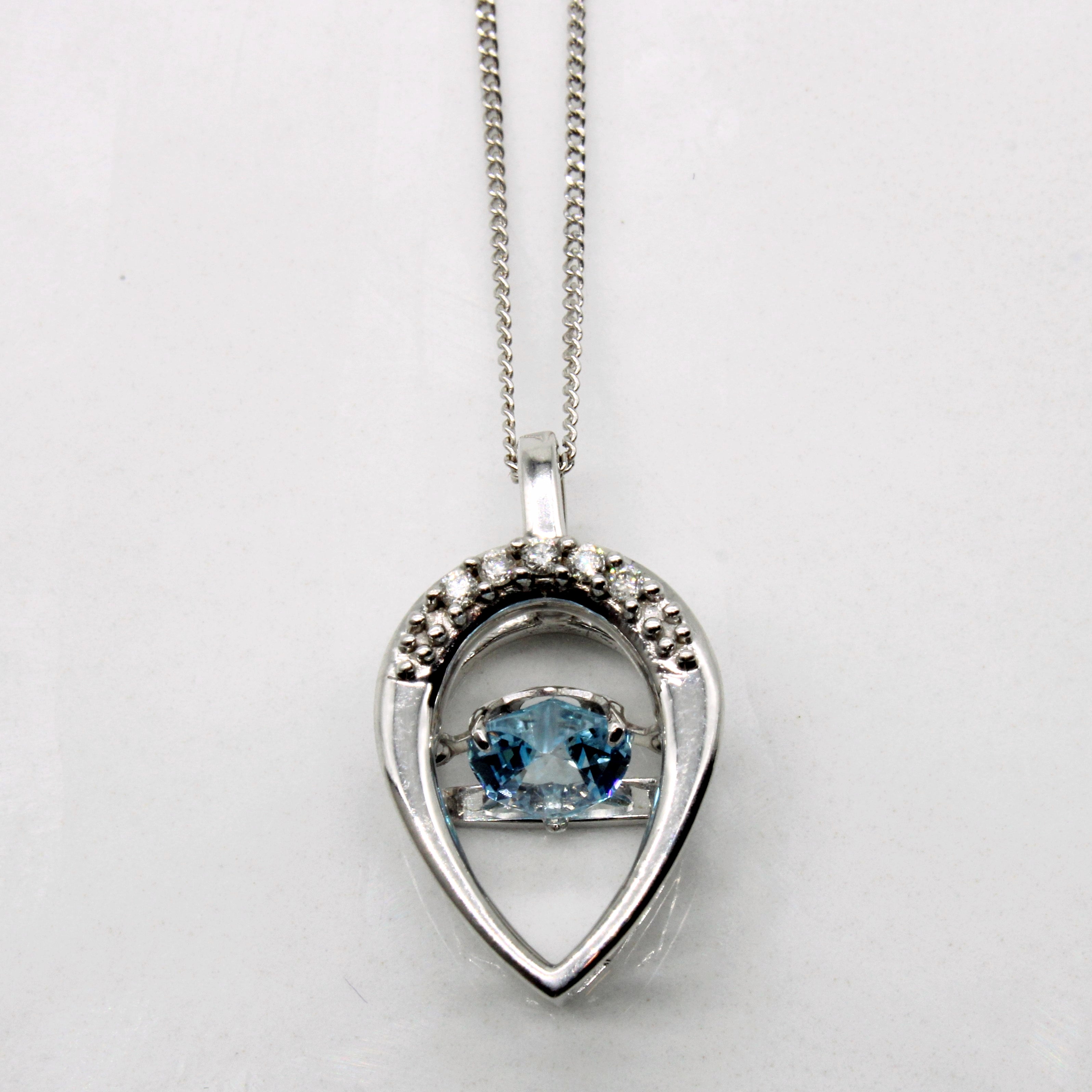 Fluttering Blue Topaz & Diamond Heart Necklace | 0.50ct, 0.04ctw | 19" |