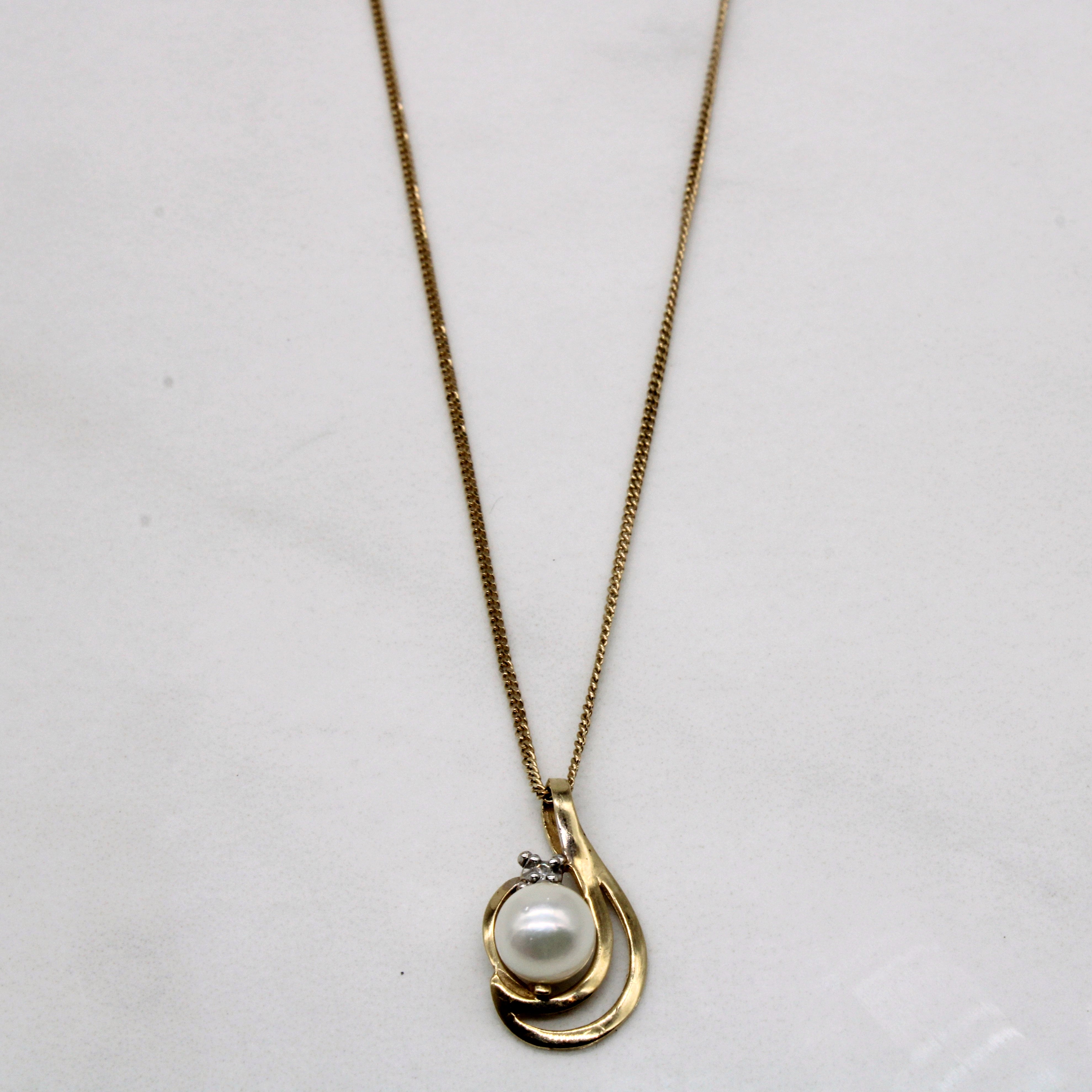 Pearl & Diamond Necklace | 0.01ct | 18" |