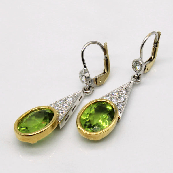 Peridot & Diamond Drop Earrings | 6.60ctw, 0.68ctw |