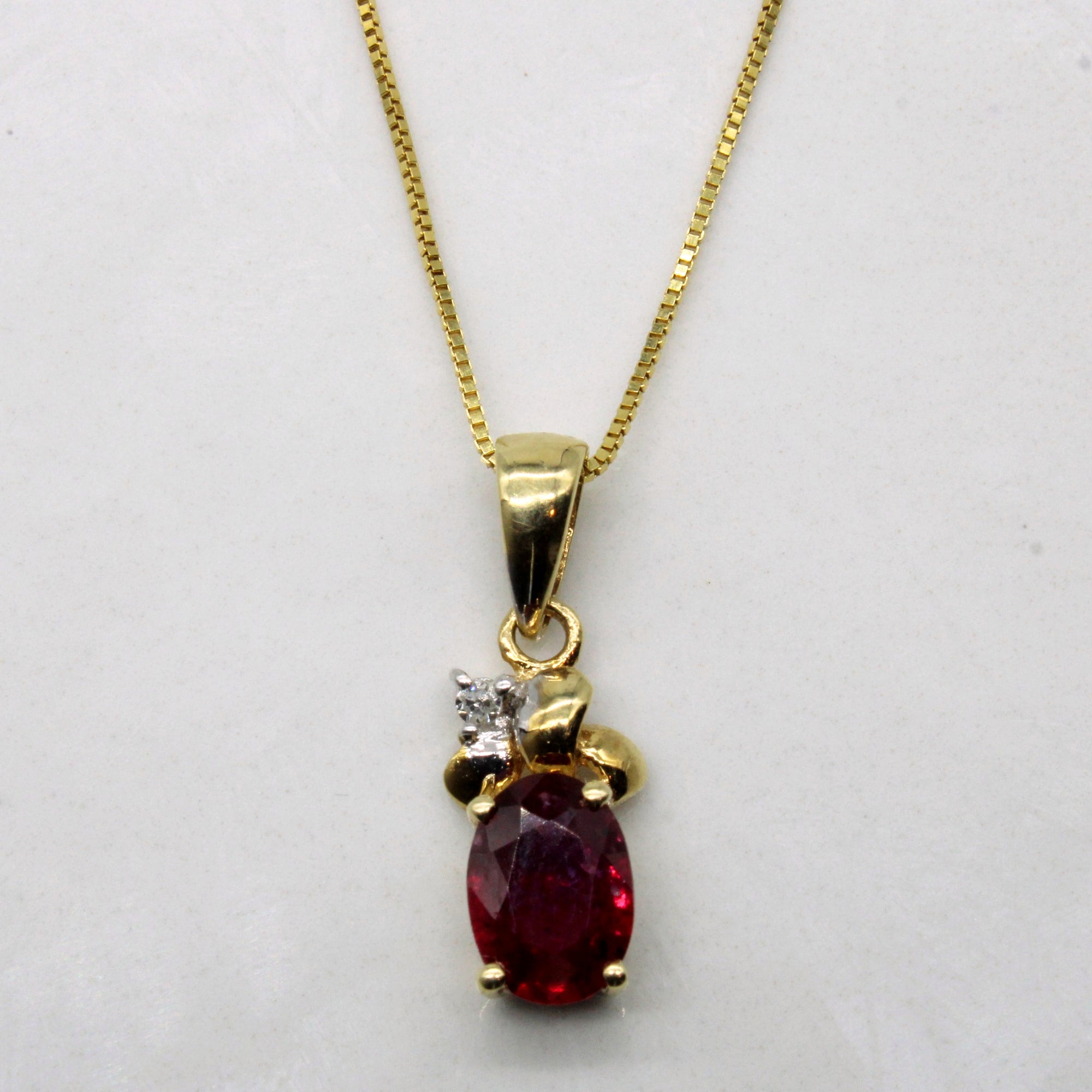Ruby & Diamond Necklace | 0.53ct, 0.01ct | 18