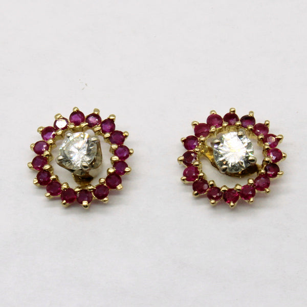 Ruby Jacket & Diamond Stud Earrings | 0.64ctw, 0.60ctw |