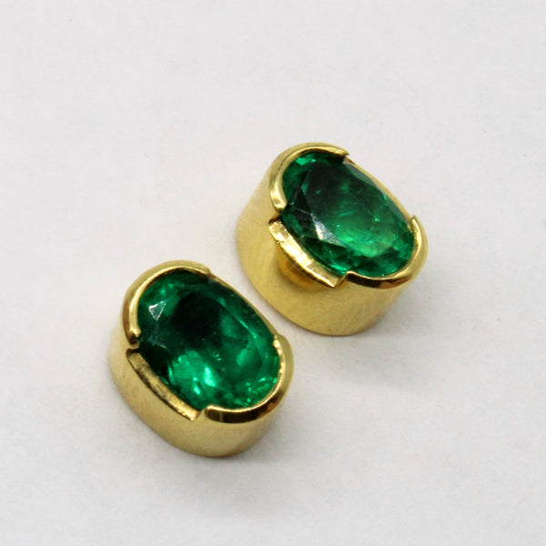 Oval Cut Emerald Stud Earrings | 1.30ctw |