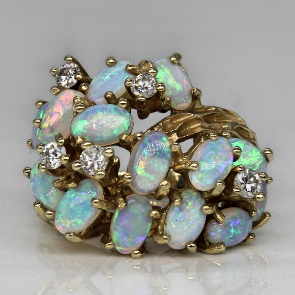 Opal & Diamond High Set Cluster Ring | 2.30ctw, 0.23ctw | SZ 5 |