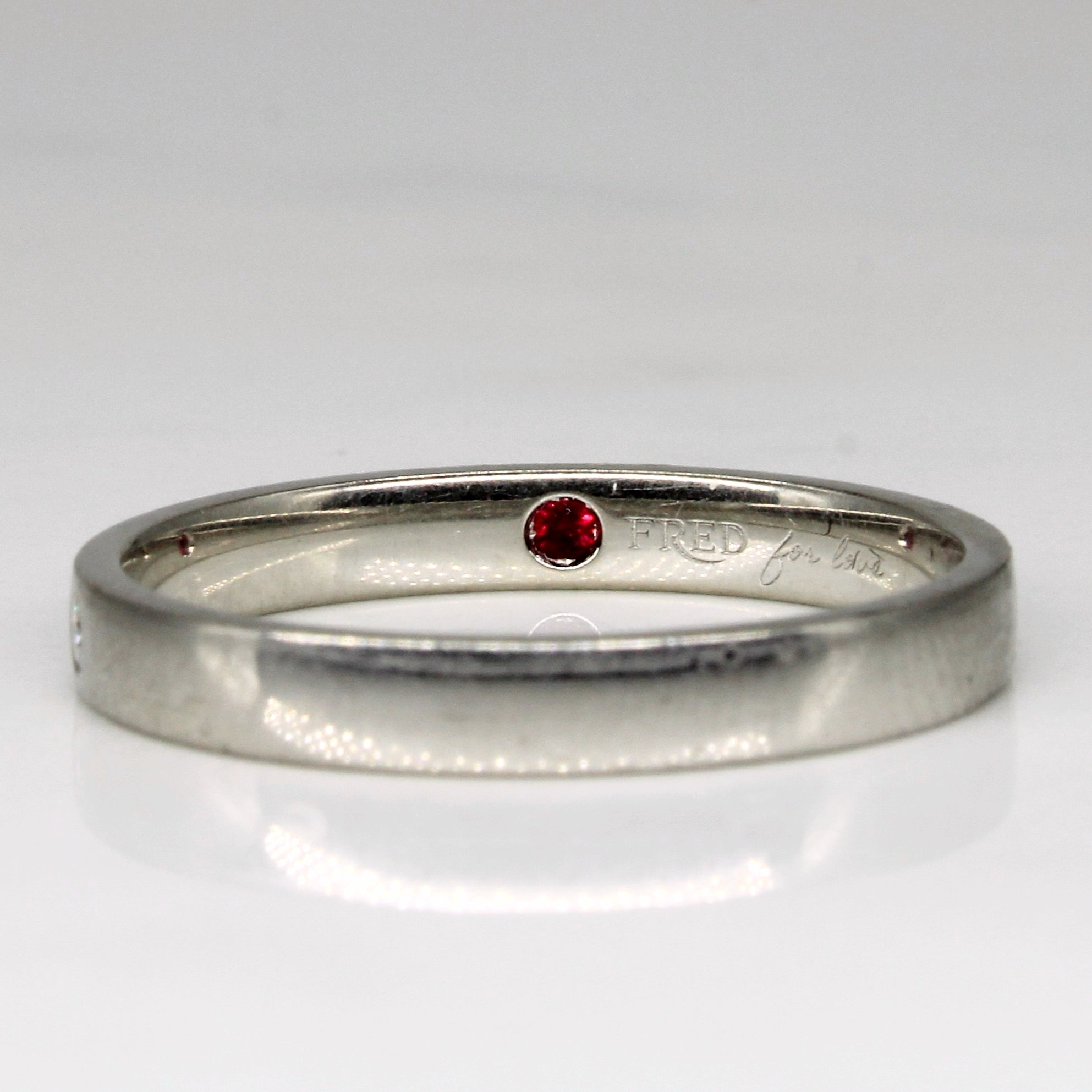 Fred For Love' Diamond & Ruby Love Wedding Band | 0.03ct, 0.03ct | SZ 8 |