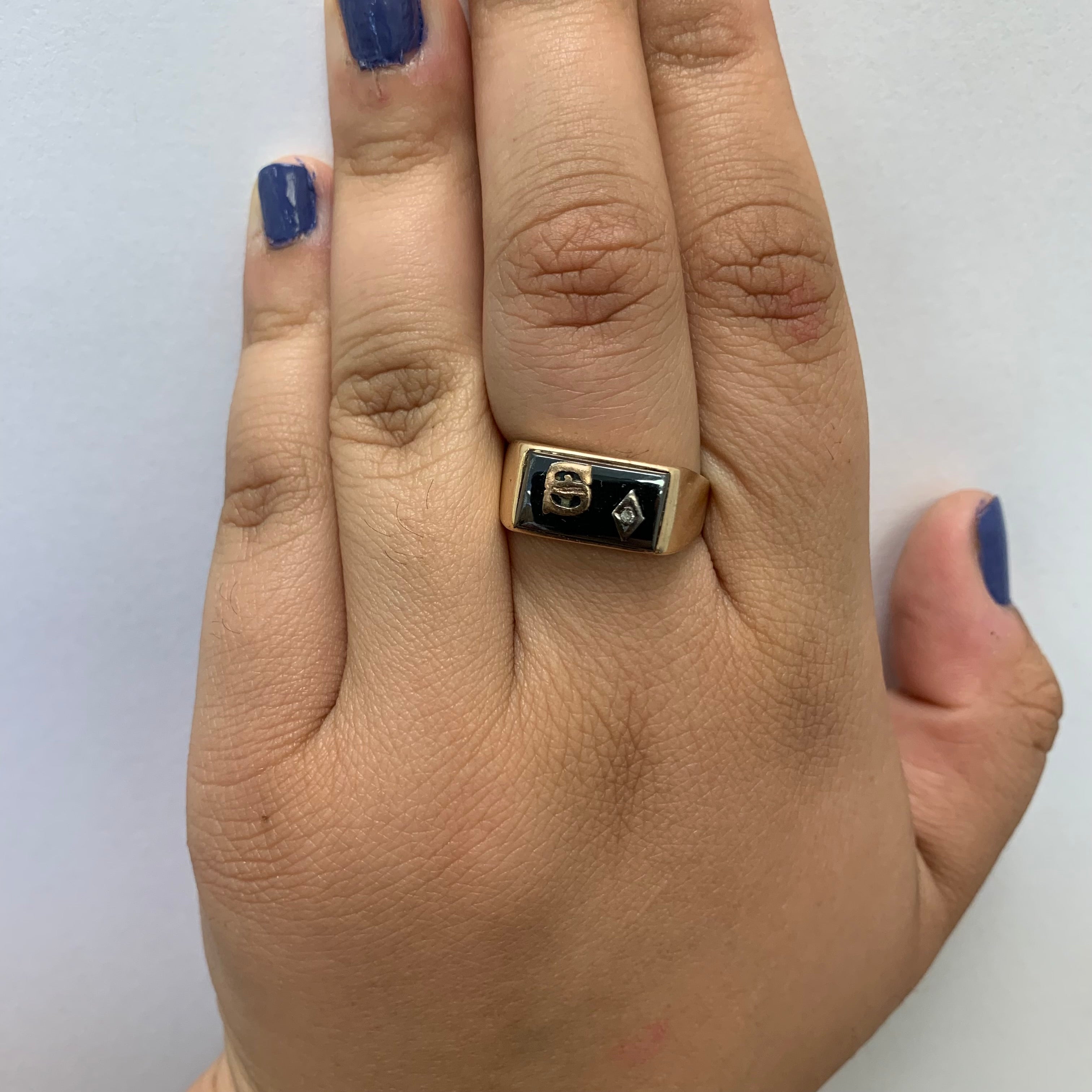 Hematite Initial 'S' Ring | 3.25ct, 0.01ct | SZ 10.5 |