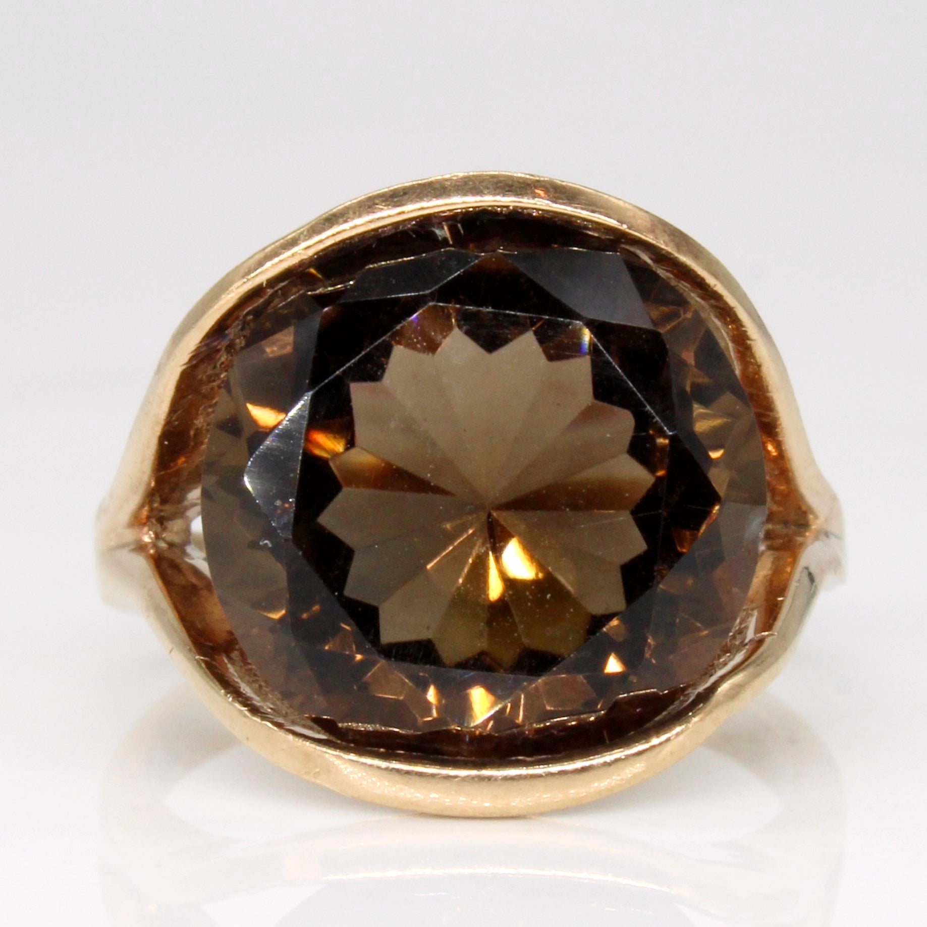 Tension Set Smoky Quartz Cocktail Ring | 7.70ct | SZ 6.75 |