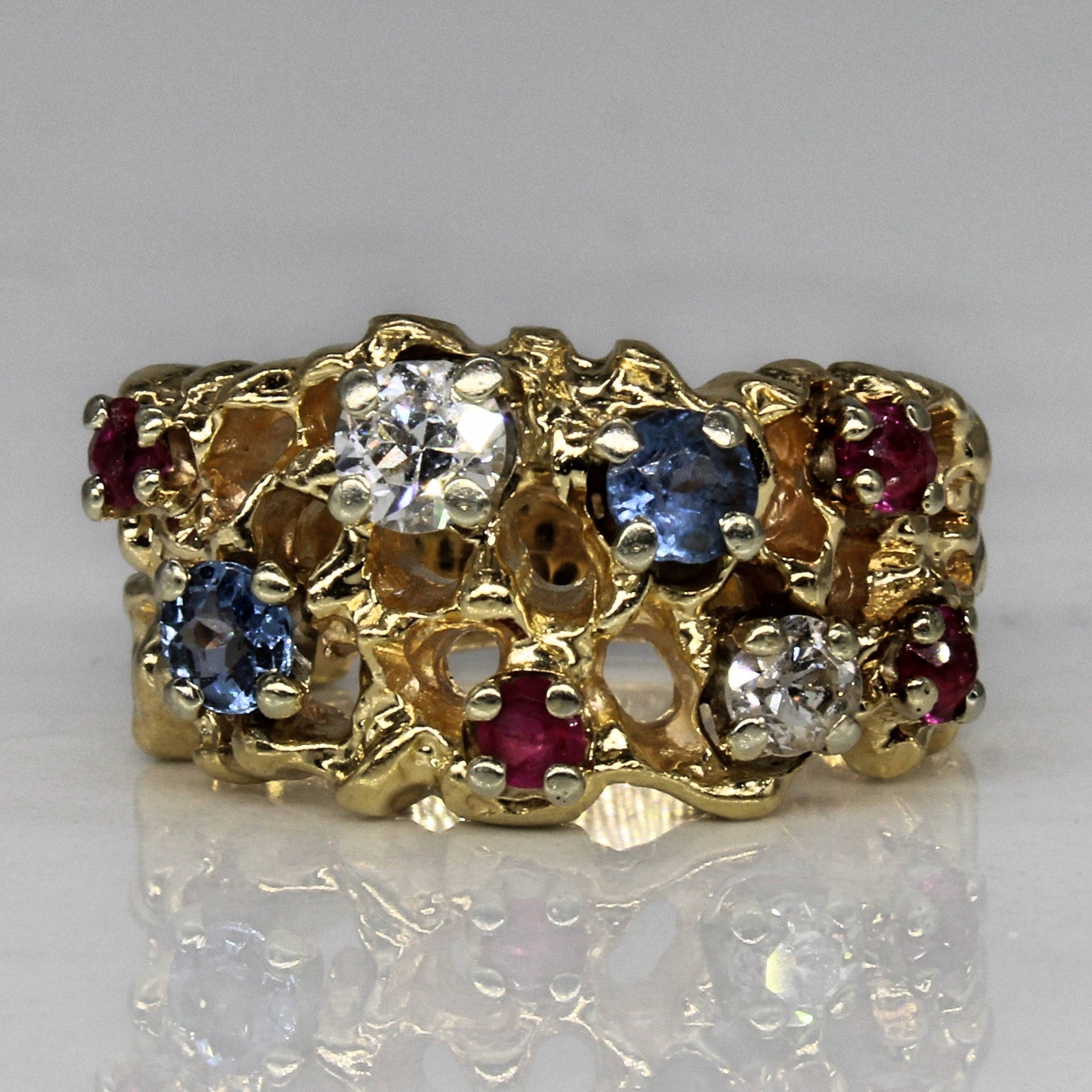 Multi Gem Abstract Ring | 0.85ctw | SZ 5.75 |